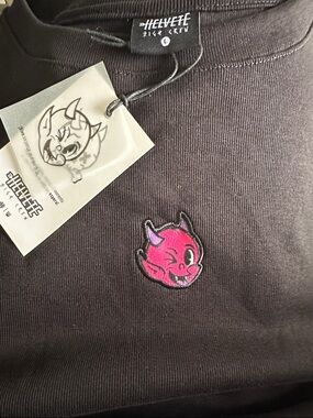 Helvete High Crew Black Tee with Pink Devil Patch